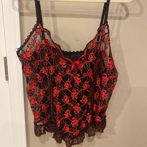 red and black lingerie top
